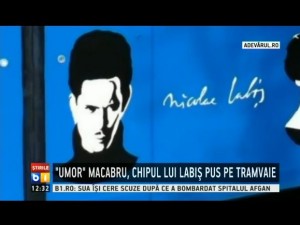 Imaginea lui Labis pe un tramvai din Iasi