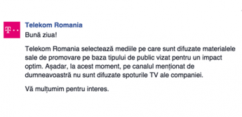 Raspunsul Telekom Romania cu privire la reclamele pe Antena 3